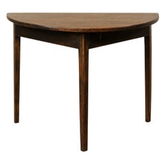 Single Swedish 19th Century Demilune Table in Warm Wood Tones