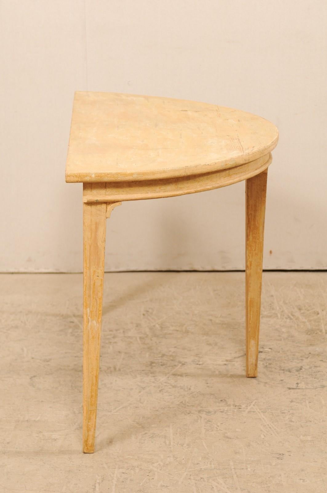 Single Swedish Demilune Light Wood Table from the 19th Century 1