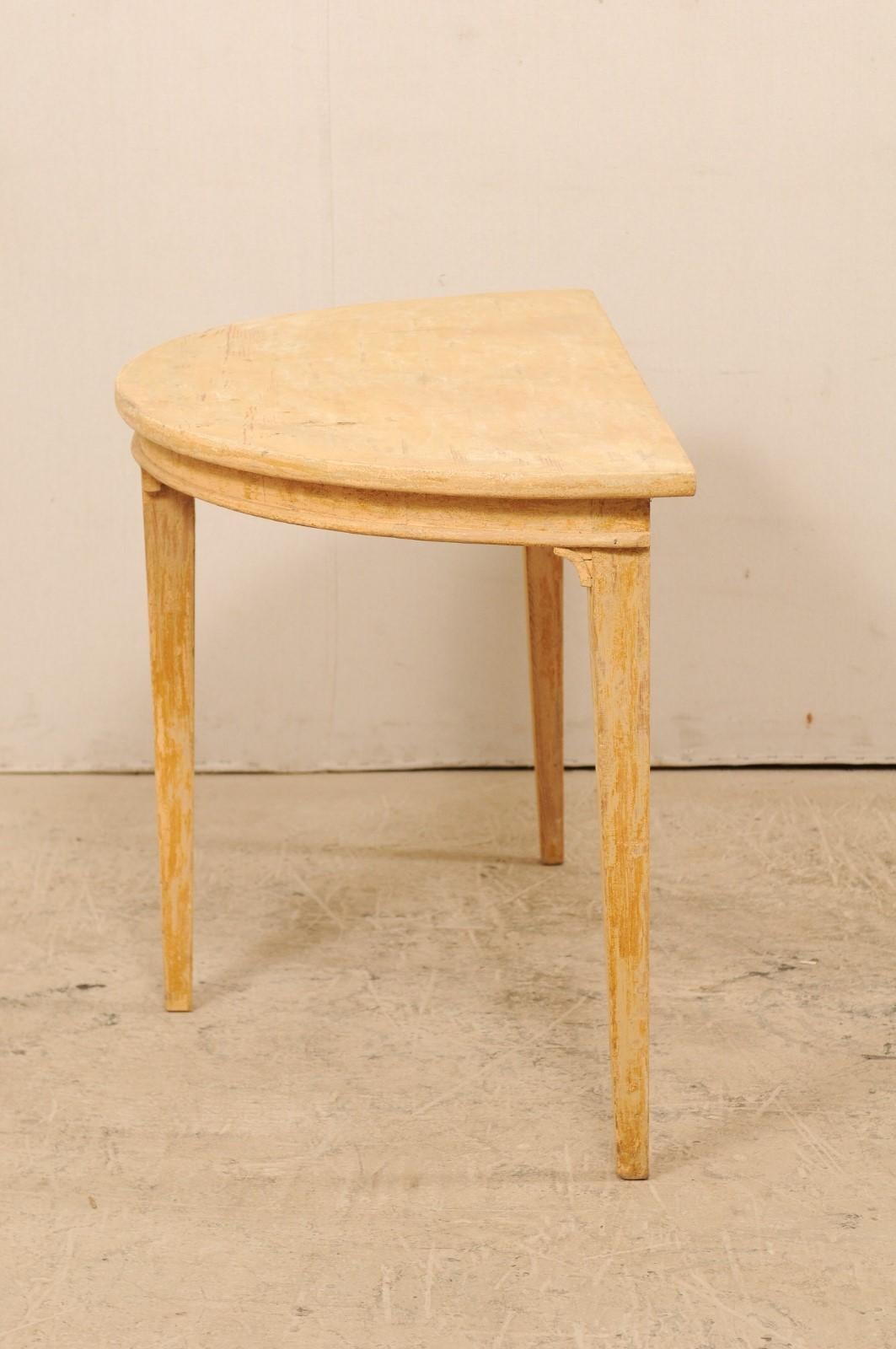 Single Swedish Demilune Light Wood Table from the 19th Century 2