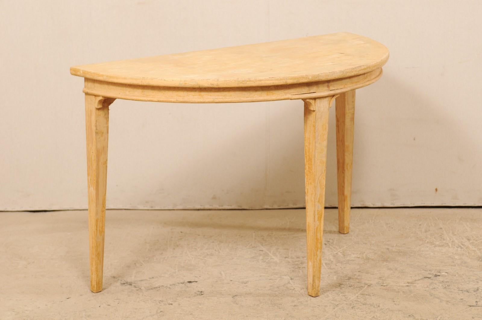 Single Swedish Demilune Light Wood Table from the 19th Century 3