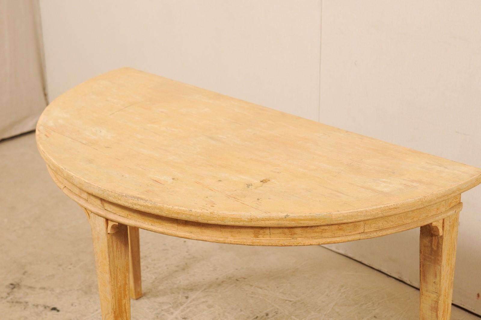 Single Swedish Demilune Light Wood Table from the 19th Century 4