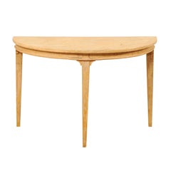 Single Swedish Demilune Light Wood Table from the 19th Century