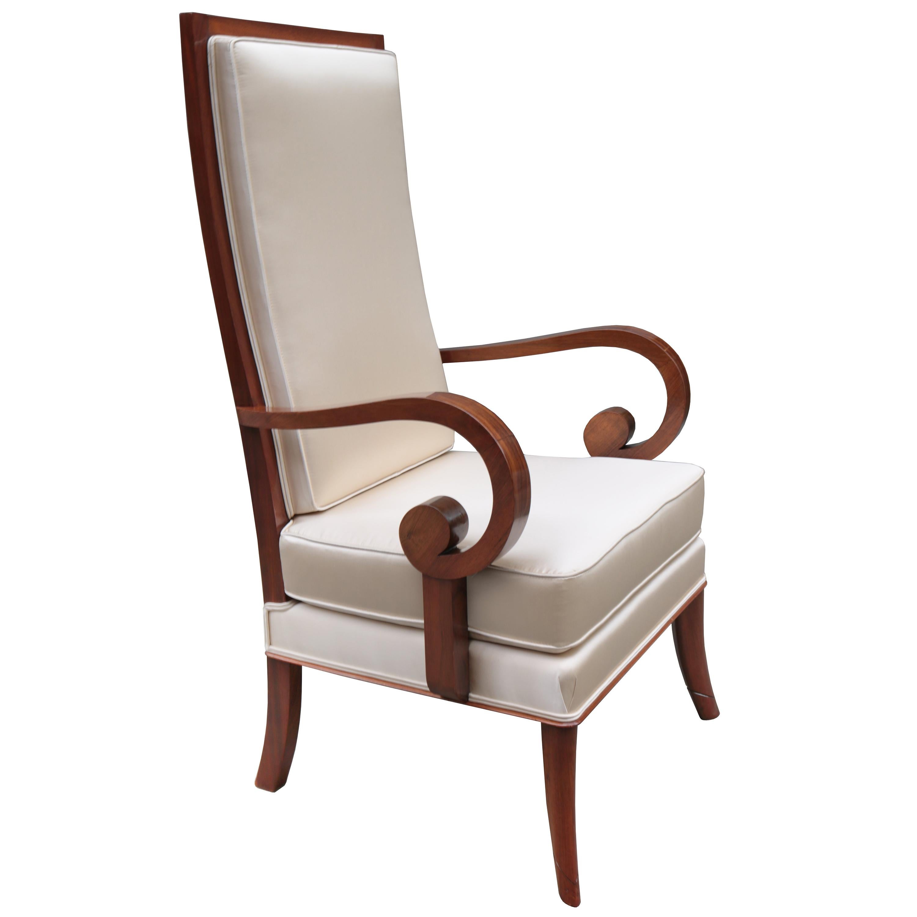 Einzelner Art Deco Sessel mit hoher Rückenlehne