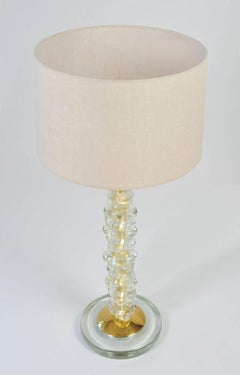 Single Tall Italian Murano Glass and Brass ‘Pebble’ Lamp