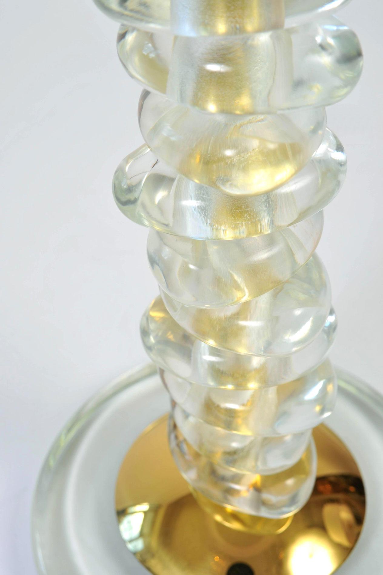Lampada singola alta in vetro di Murano e ottone 