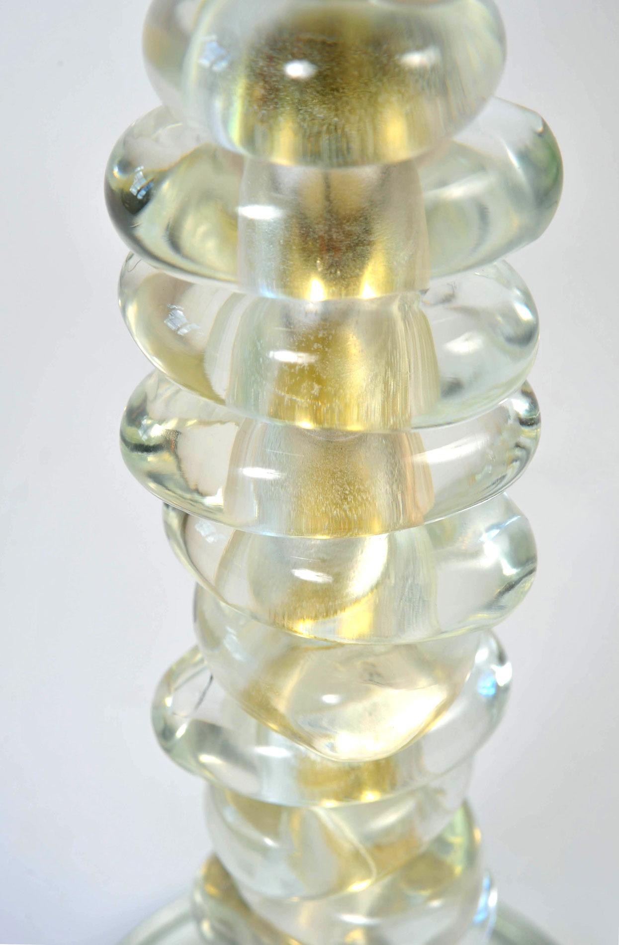 Ottone Lampada singola alta in vetro di Murano e ottone 