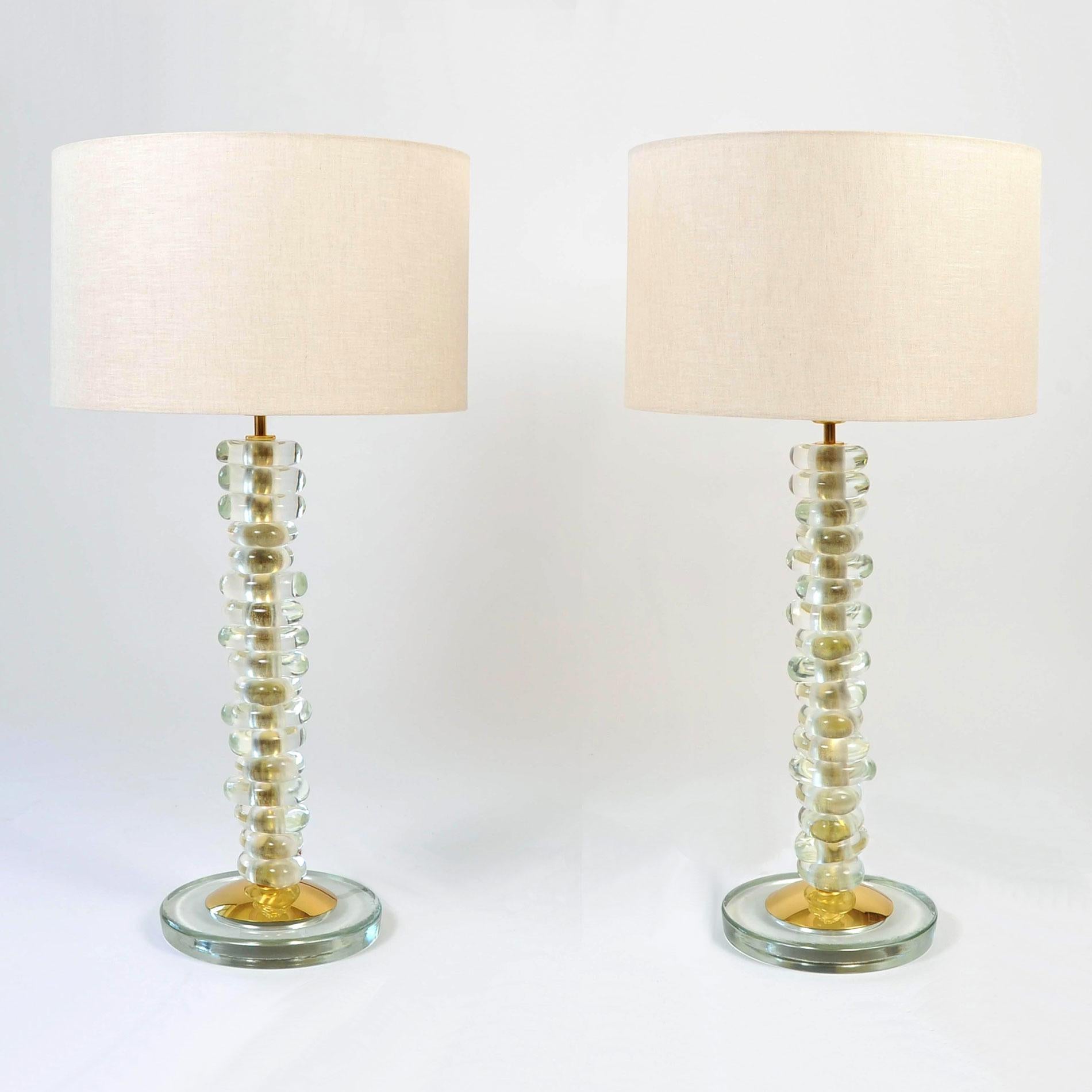 Lampada singola alta in vetro di Murano e ottone 