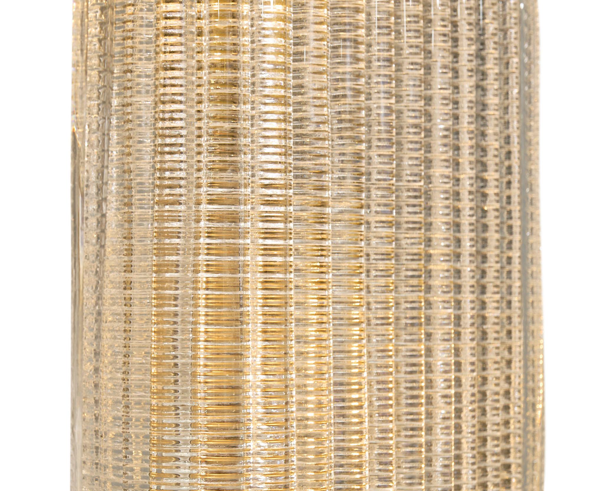 Lámpara individual de cristal de Murano texturado Latón en venta