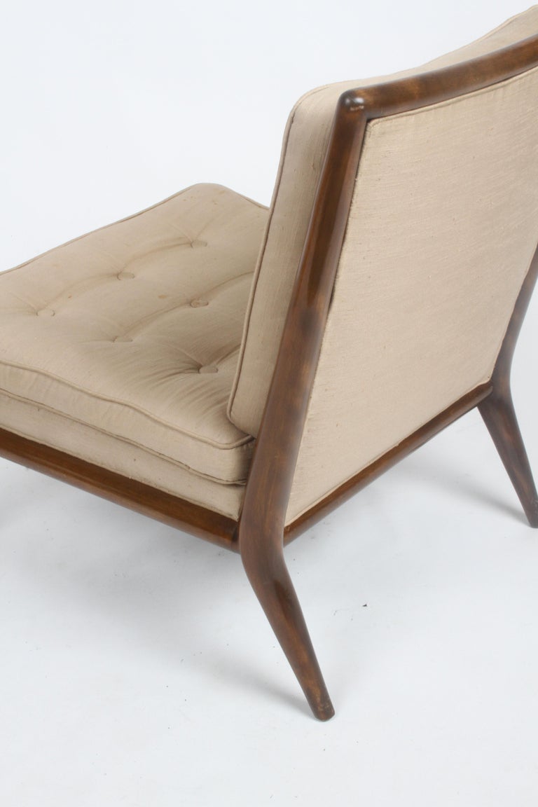 Single T.H. Robsjohn-Gibbings for Widdicomb Elegant Slipper Chair Walnut Frame For Sale 3