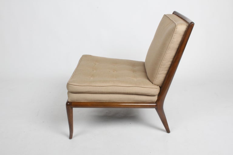 Single T.H. Robsjohn-Gibbings for Widdicomb Elegant Slipper Chair Walnut Frame For Sale 4