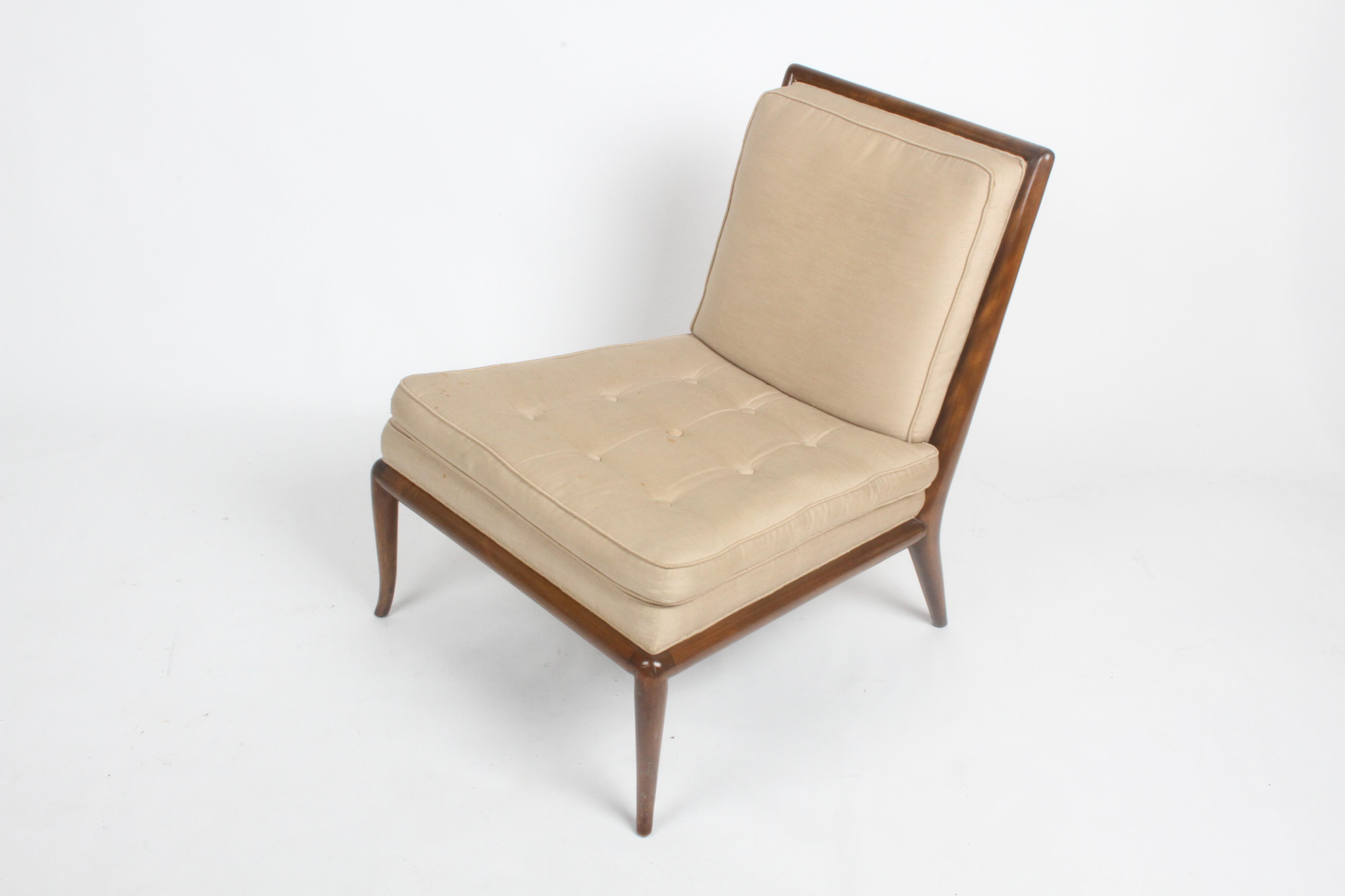 Single T.H. Robsjohn-Gibbings for Widdicomb Elegant Slipper Chair Walnut Frame For Sale 5