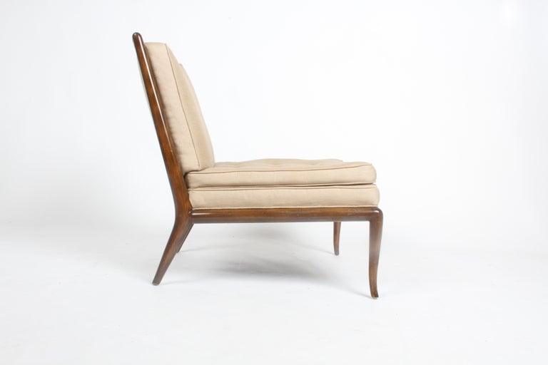 Mid-Century Modern Single T.H. Robsjohn-Gibbings for Widdicomb Elegant Slipper Chair Walnut Frame For Sale