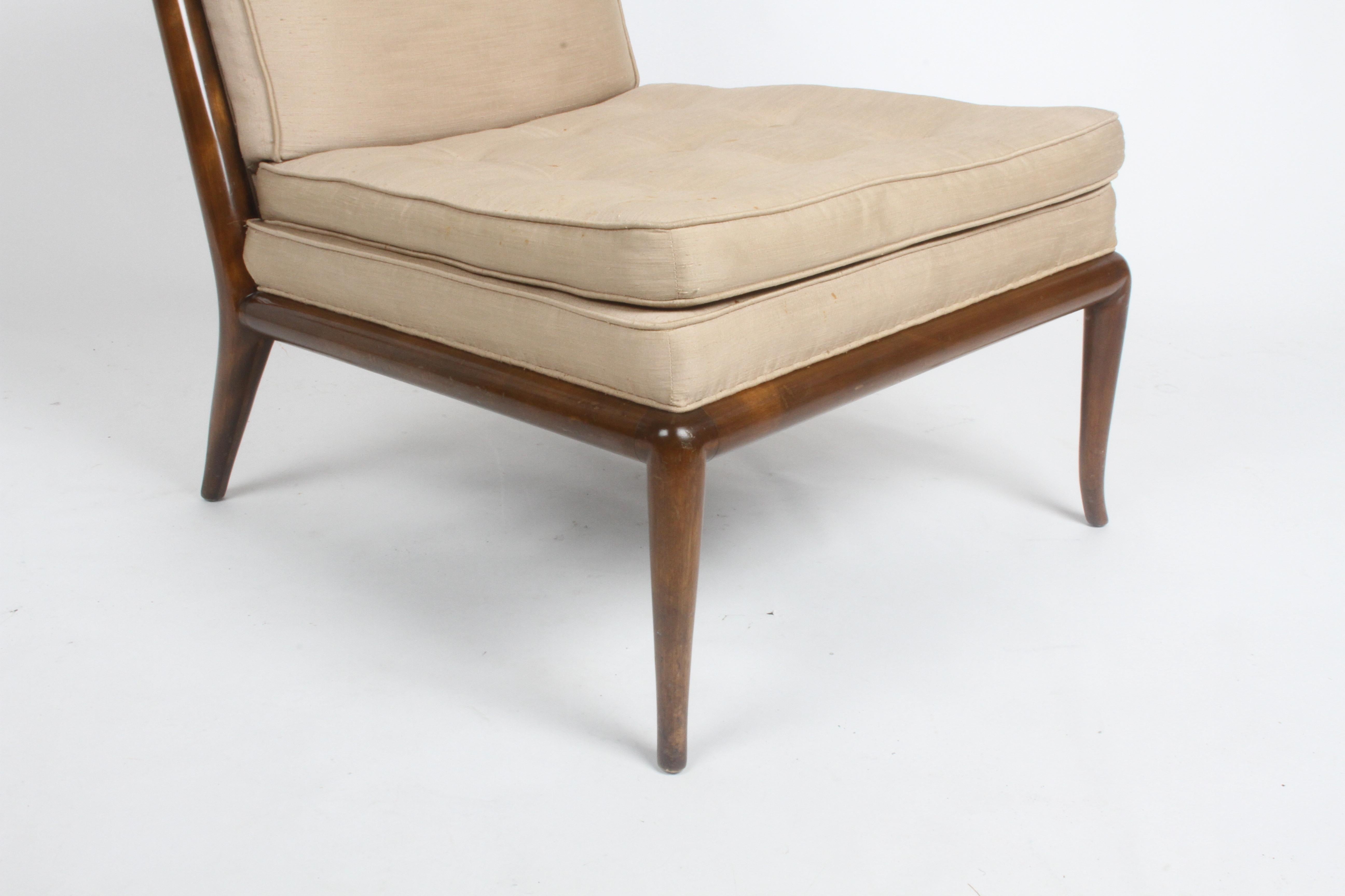 American Single T.H. Robsjohn-Gibbings for Widdicomb Elegant Slipper Chair Walnut Frame For Sale