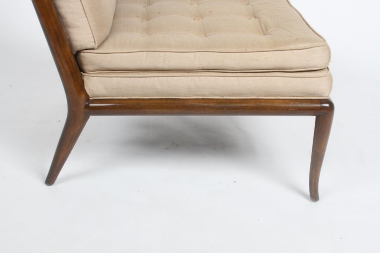 Single T.H. Robsjohn-Gibbings for Widdicomb Elegant Slipper Chair Walnut Frame In Good Condition For Sale In St. Louis, MO
