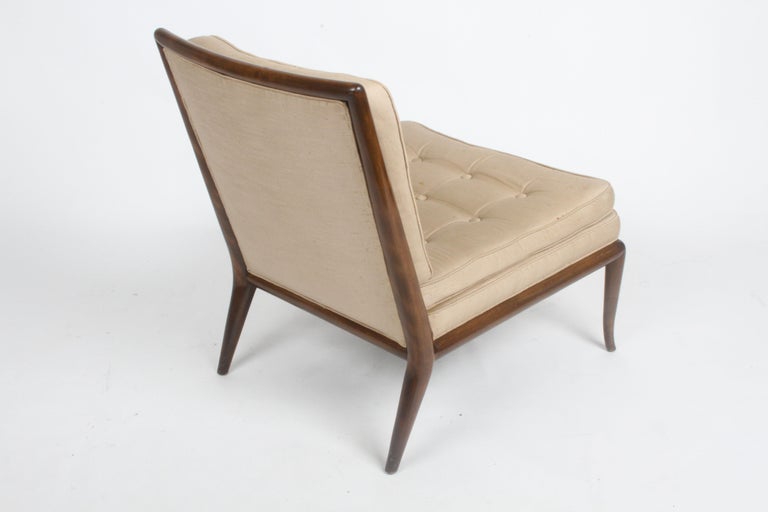 Mid-20th Century Single T.H. Robsjohn-Gibbings for Widdicomb Elegant Slipper Chair Walnut Frame For Sale