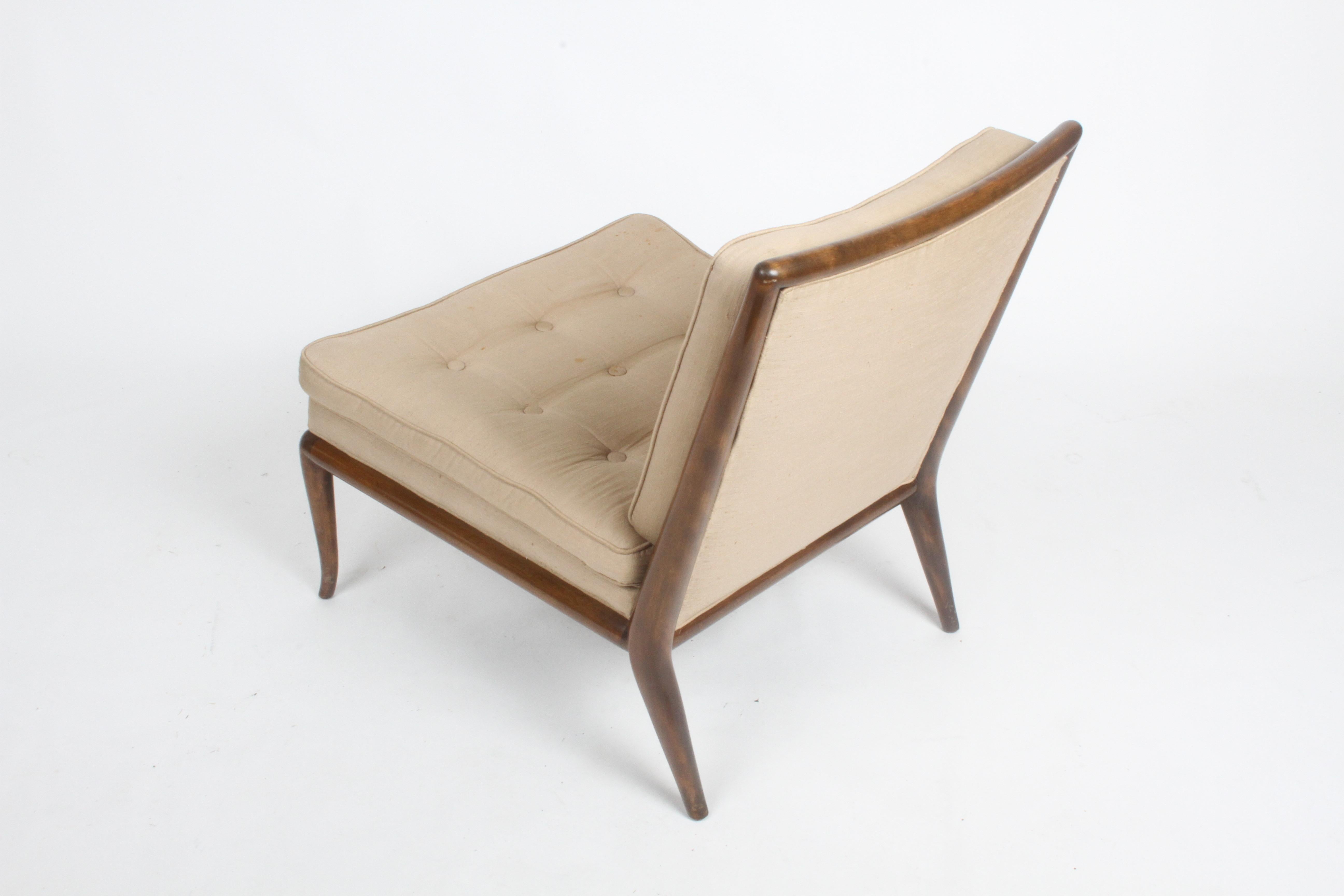 Single T.H. Robsjohn-Gibbings for Widdicomb Elegant Slipper Chair Walnut Frame For Sale 2