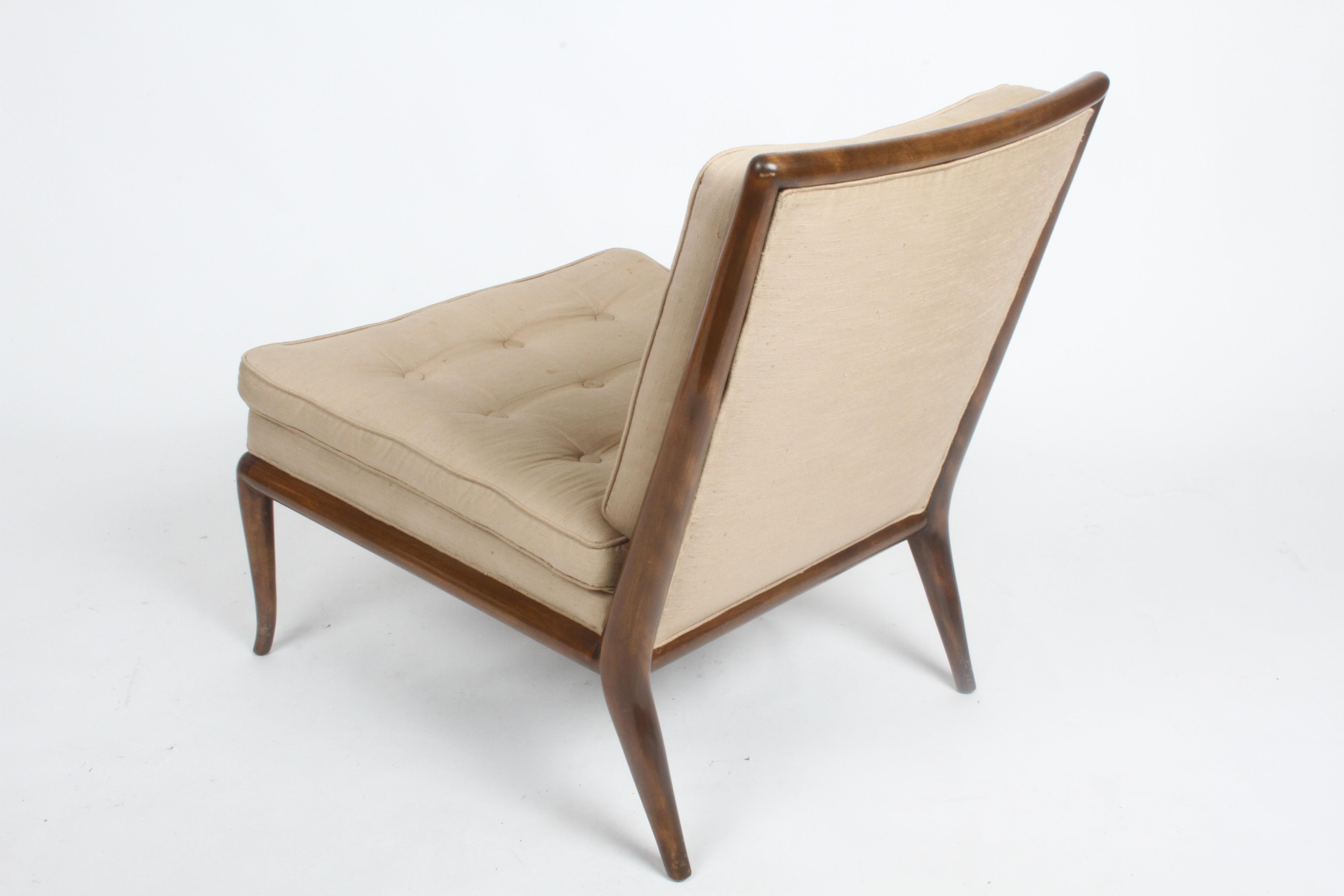Single T.H. Robsjohn Gibbings for Widdicomb Slipper Chair, Elegant Walnut Frame 5
