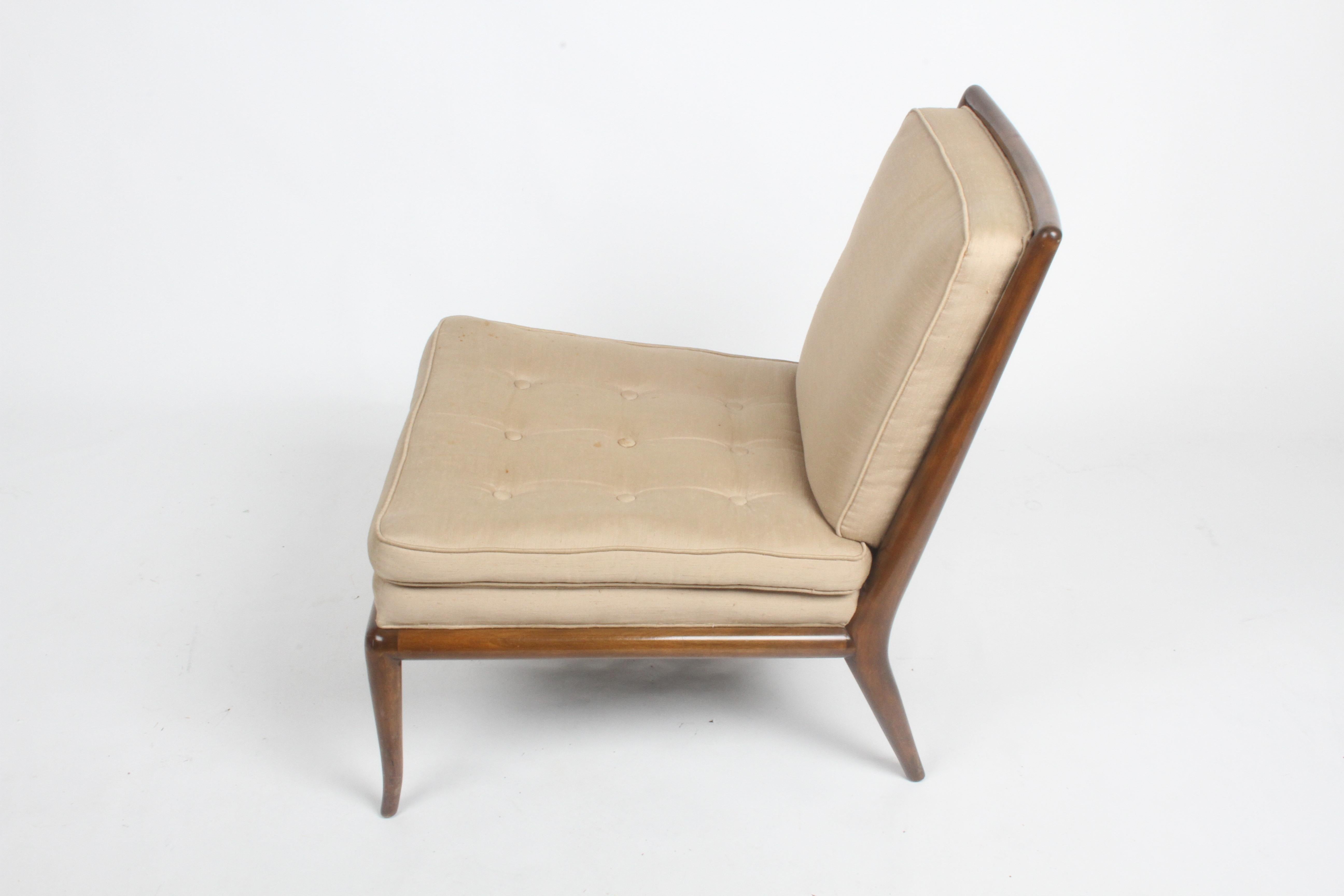 Single T.H. Robsjohn Gibbings for Widdicomb Slipper Chair, Elegant Walnut Frame 6