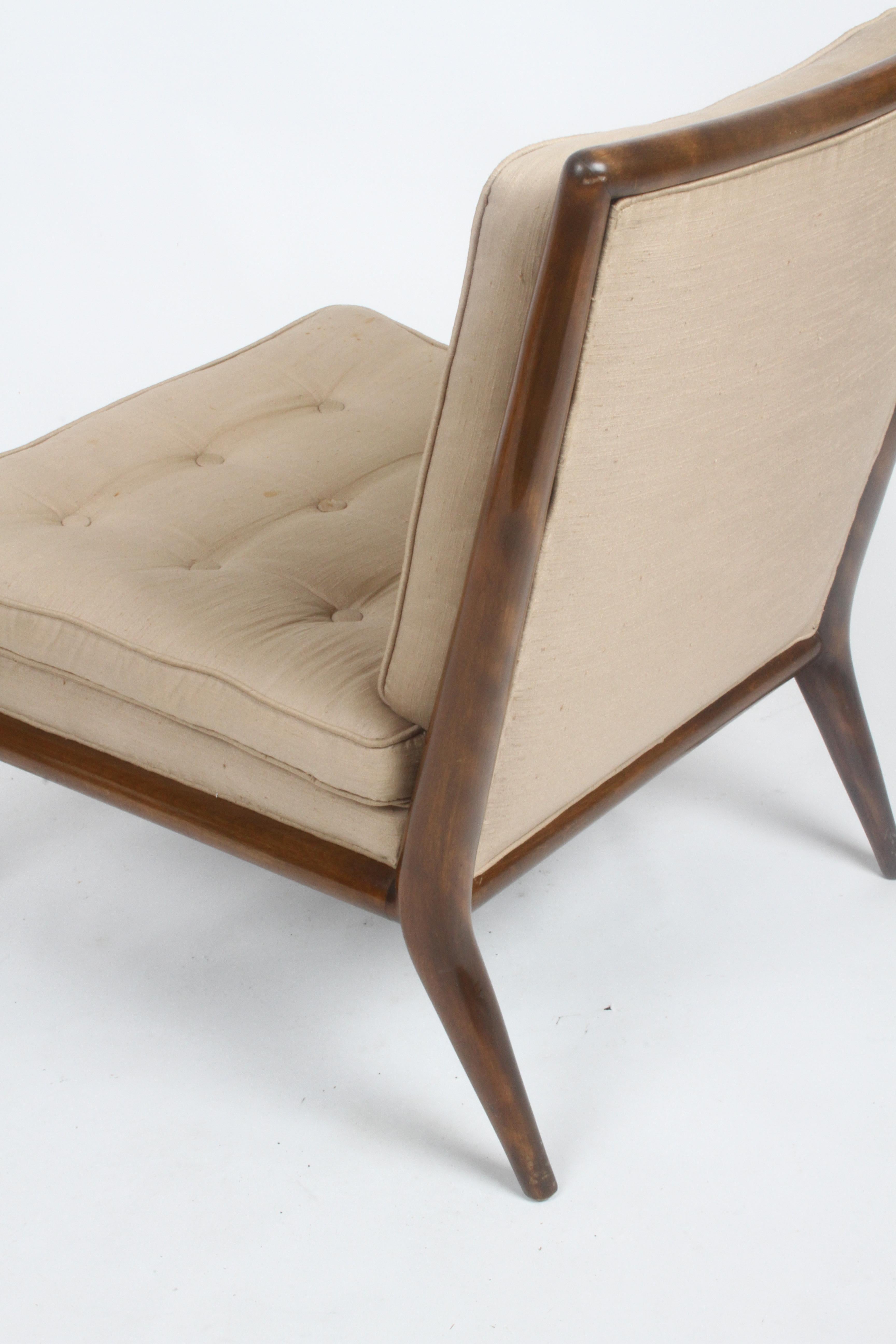 Single T.H. Robsjohn Gibbings for Widdicomb Slipper Chair, Elegant Walnut Frame 7