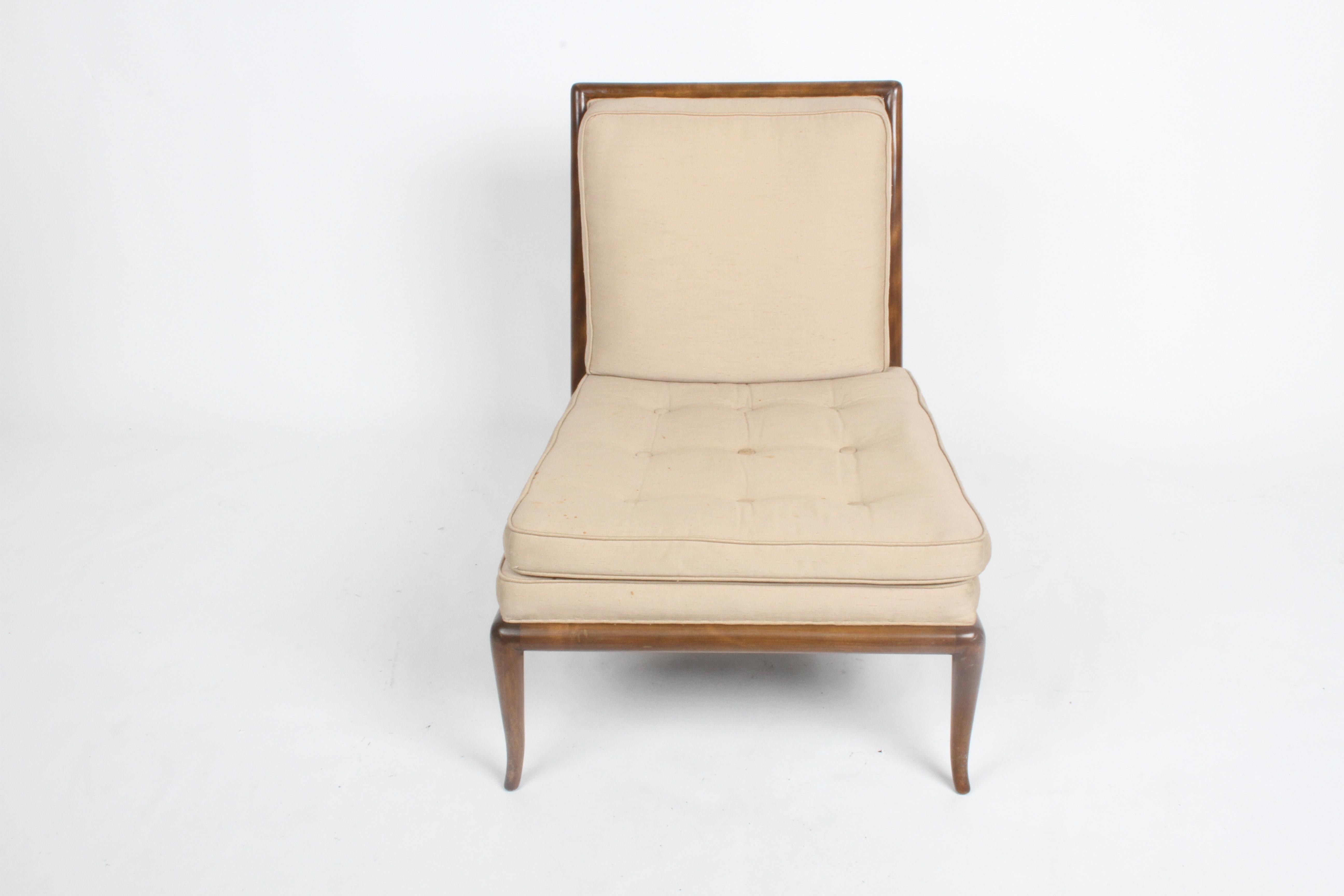 Mid-Century Modern Single T.H. Robsjohn Gibbings for Widdicomb Slipper Chair, Elegant Walnut Frame