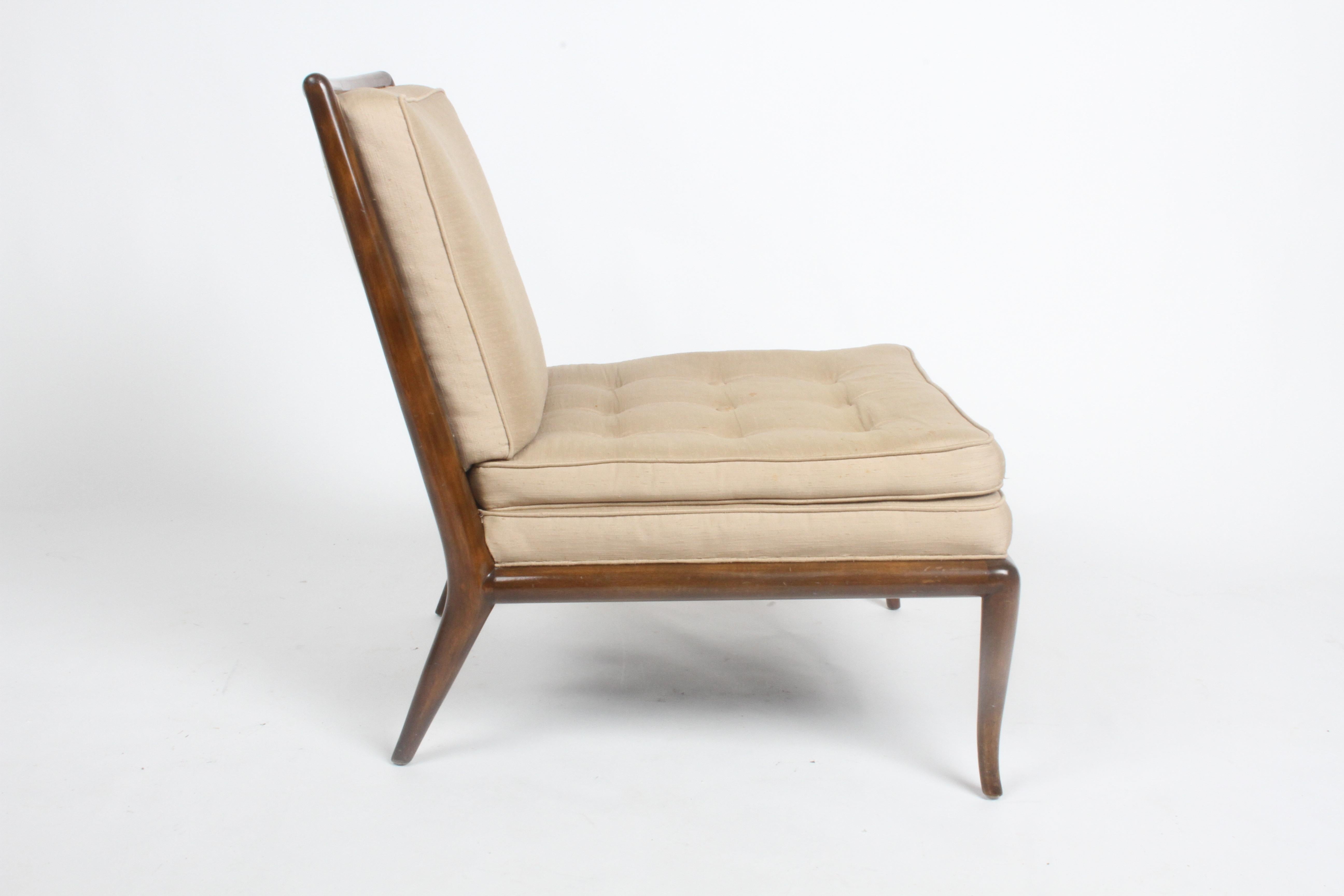 Single T.H. Robsjohn Gibbings for Widdicomb Slipper Chair, Elegant Walnut Frame In Good Condition In St. Louis, MO