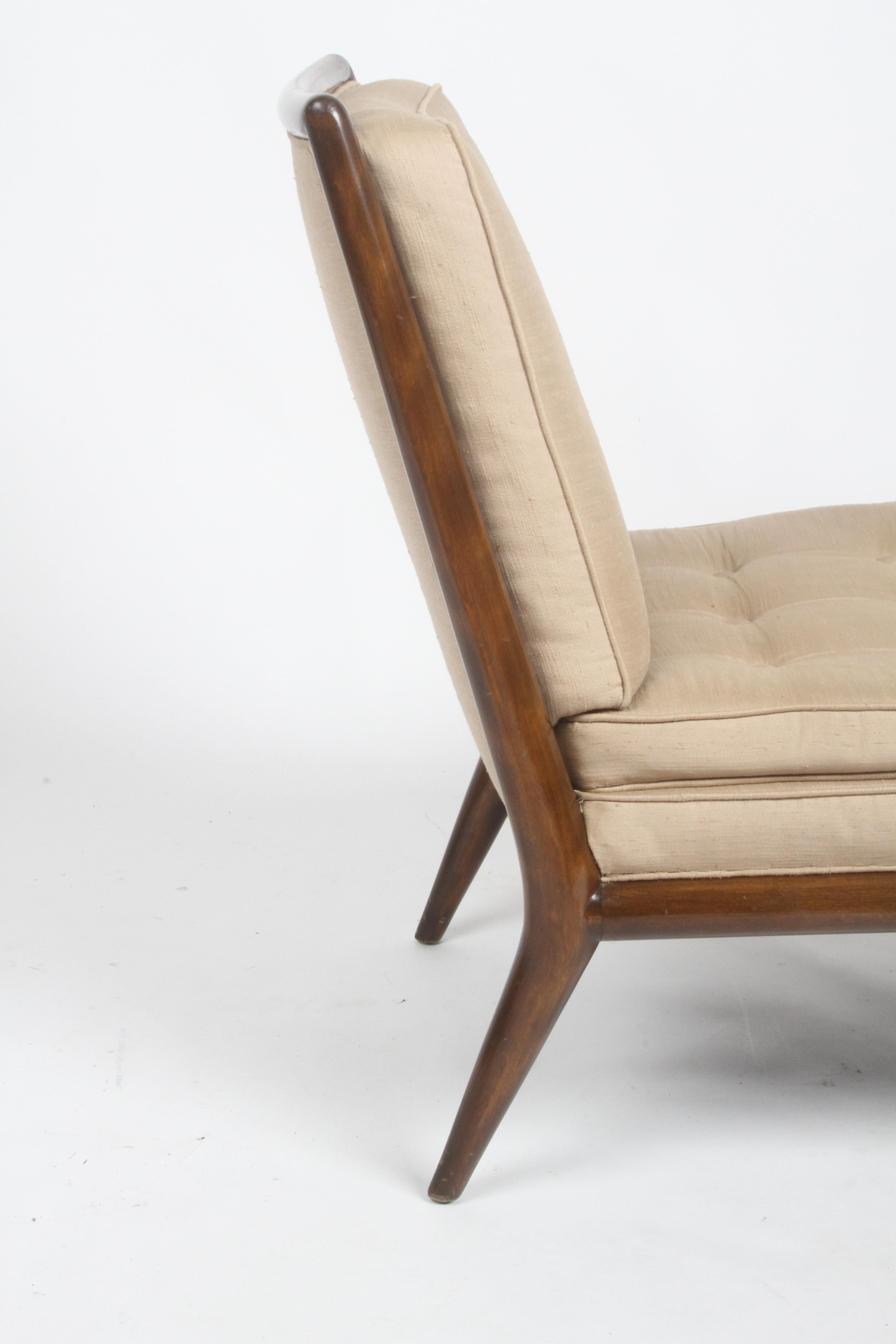 Mid-20th Century Single T.H. Robsjohn Gibbings for Widdicomb Slipper Chair, Elegant Walnut Frame