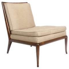 Single T.H. Robsjohn Gibbings for Widdicomb Slipper Chair, Elegant Walnut Frame