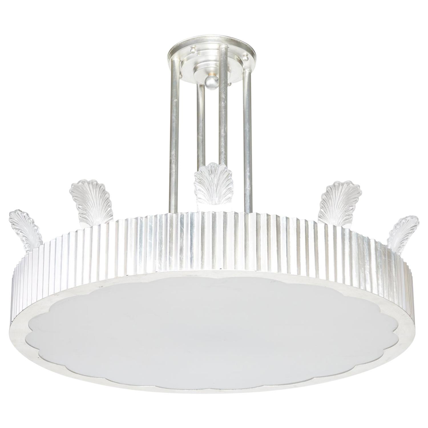 Single Tier Eltham Pendant Light, by David Duncan, with Czech Crystal Feathers 