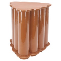 Single Tier Ruffle Ceramic Side Table & Stool in Cinnamon by Bzippy