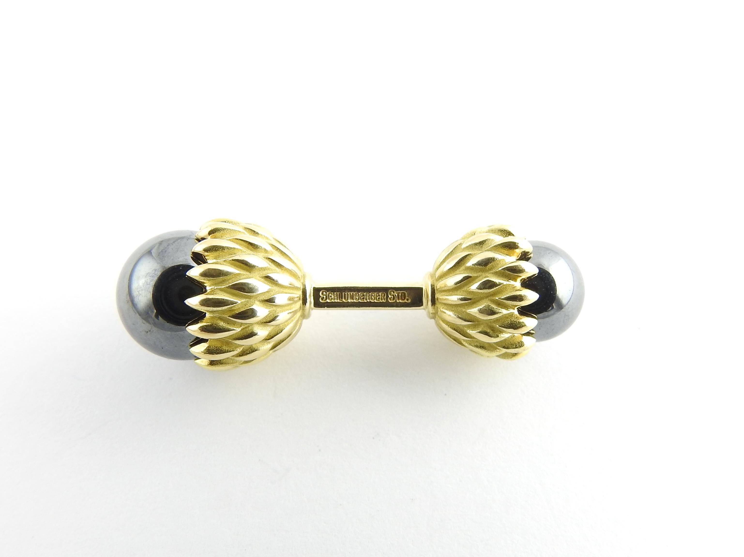 SINGLE Vintage Tiffany & Co. Schlumberger 18K Yellow Gold and Hematite Acorn Cufflink

This is a SINGLE authentic T & Co. Schlumberger Acorn Cufflink. There is another single of these cufflinks listed on our store, but it is not an exact match. It