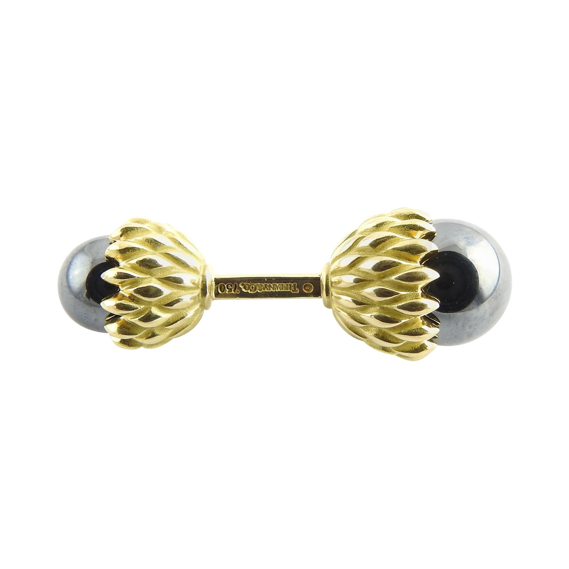 Single Tiffany & Co. Schlumberger 18 Karat Gold and Hematite Acorn Cufflink