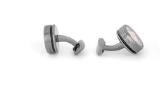 Single Tourbillon Gear Cufflinks in Gunmetal and Black Enamel