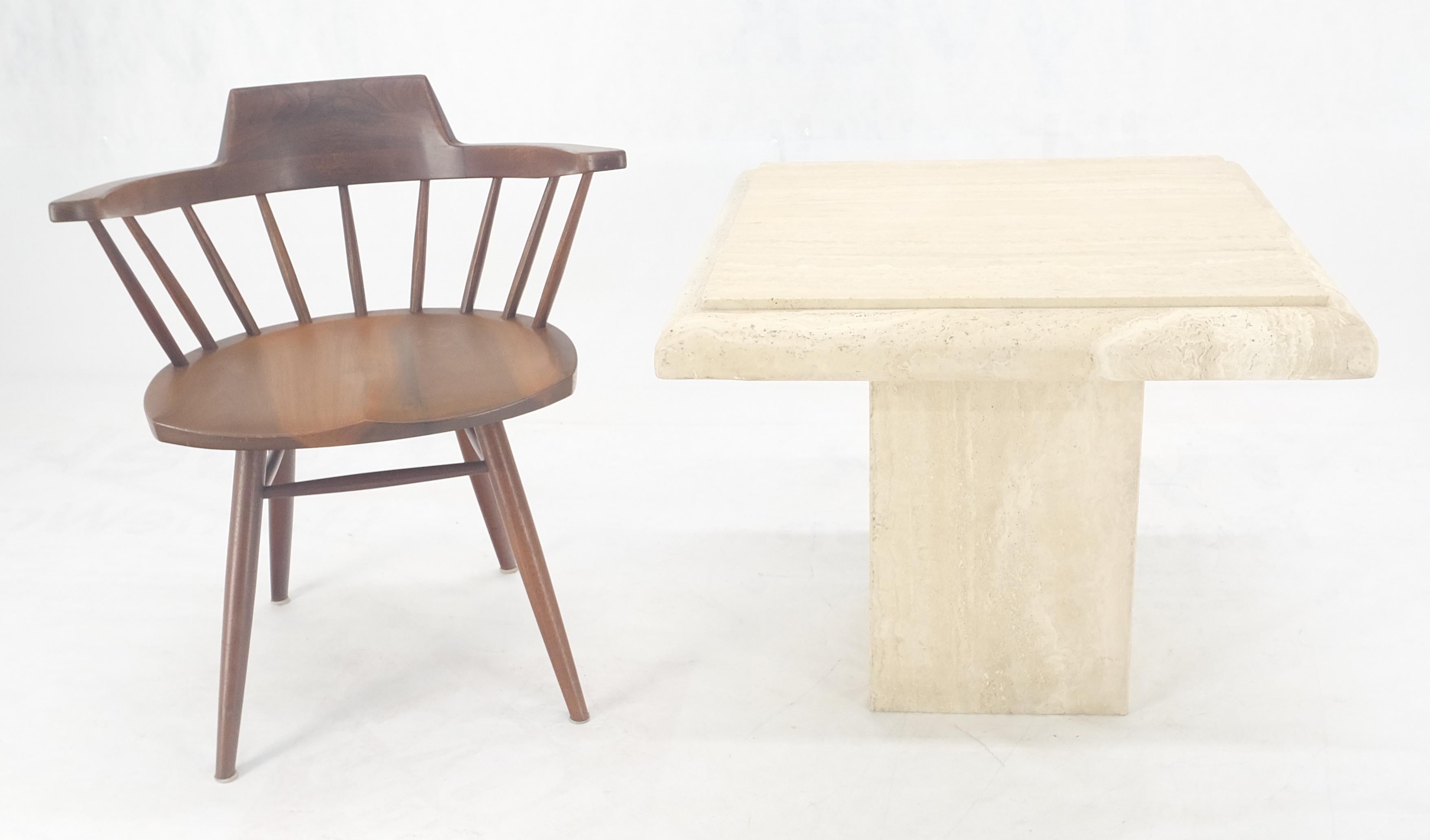 Mid-Century Modern Single Travertine Base Beveled 27x27 Square Top Side End Lamp Table Stand MINT! For Sale