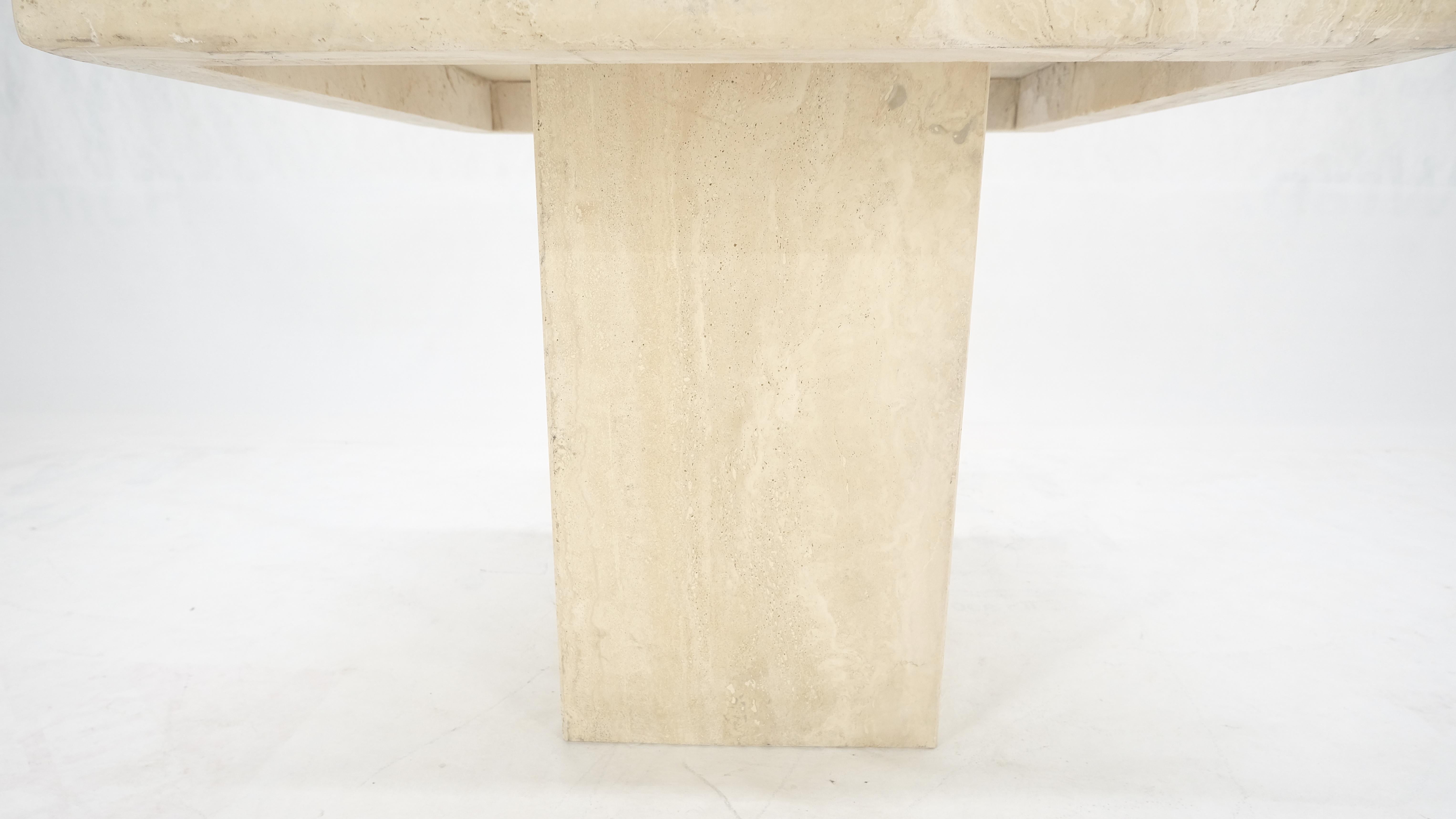 Single Travertine Base Beveled 27x27 Square Top Side End Lamp Table Stand MINT! In Good Condition For Sale In Rockaway, NJ