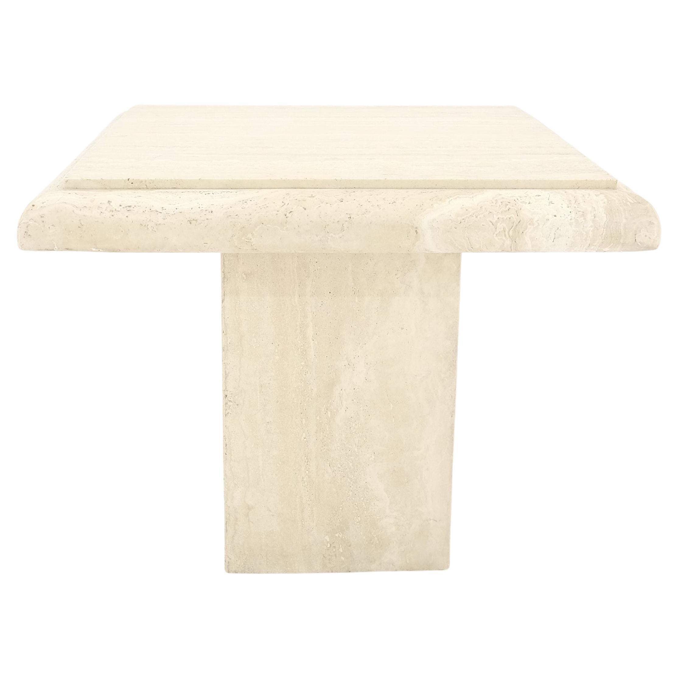 Single Travertine Base Beveled 27x27 Square Top Side End Lamp Table Stand MINT! For Sale