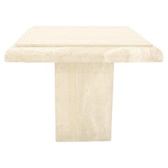 Single Travertine Base Beveled 27x27 Square Top Side End Lamp Table Stand MINT!