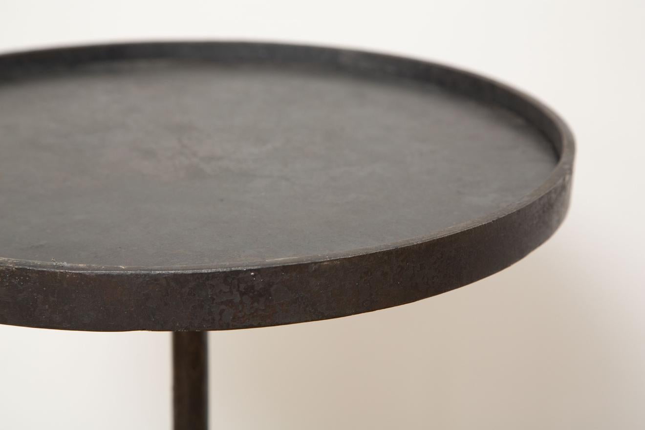 Organic Modern Single Tripod Hand Forged Side or Drinks Table, in Stock