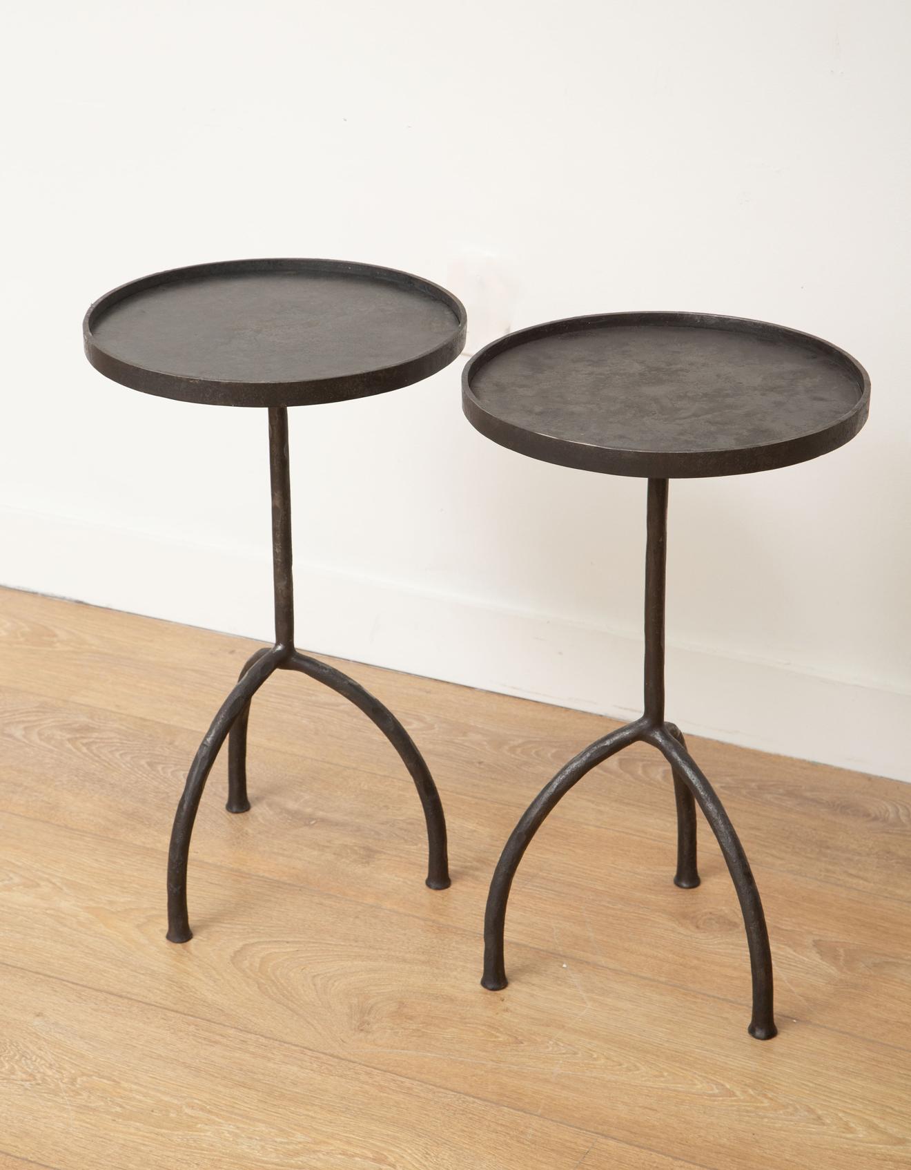 North American Single Tripod Hand Forged Side or Drinks Table, in Stock