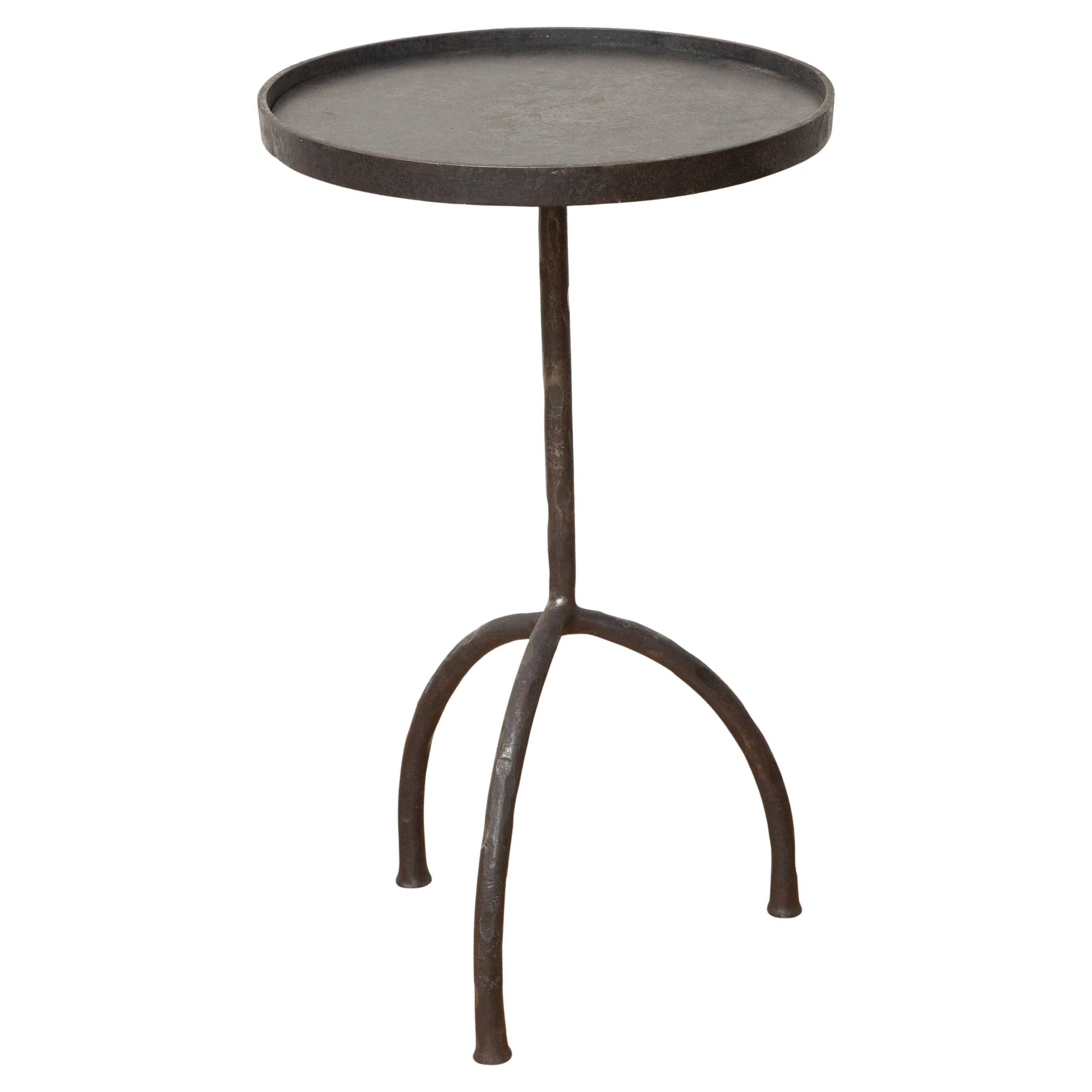 Single Tripod Hand Forged Side or Drinks Table, in Stock