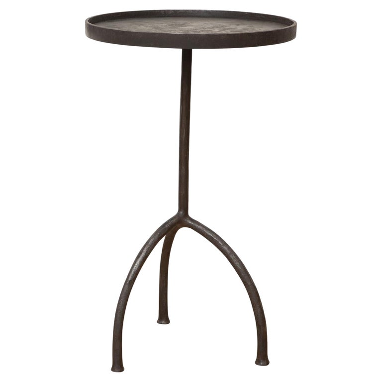 Single Tripod Hand Forged Side or Drinks Table, in Stock For Sale