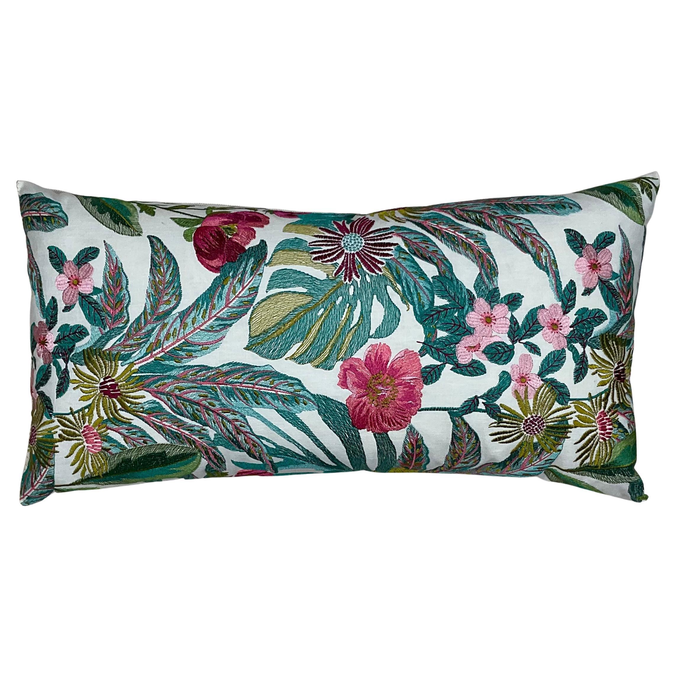 Coussin simple à motifs tropicaux sur deux côtés en vente