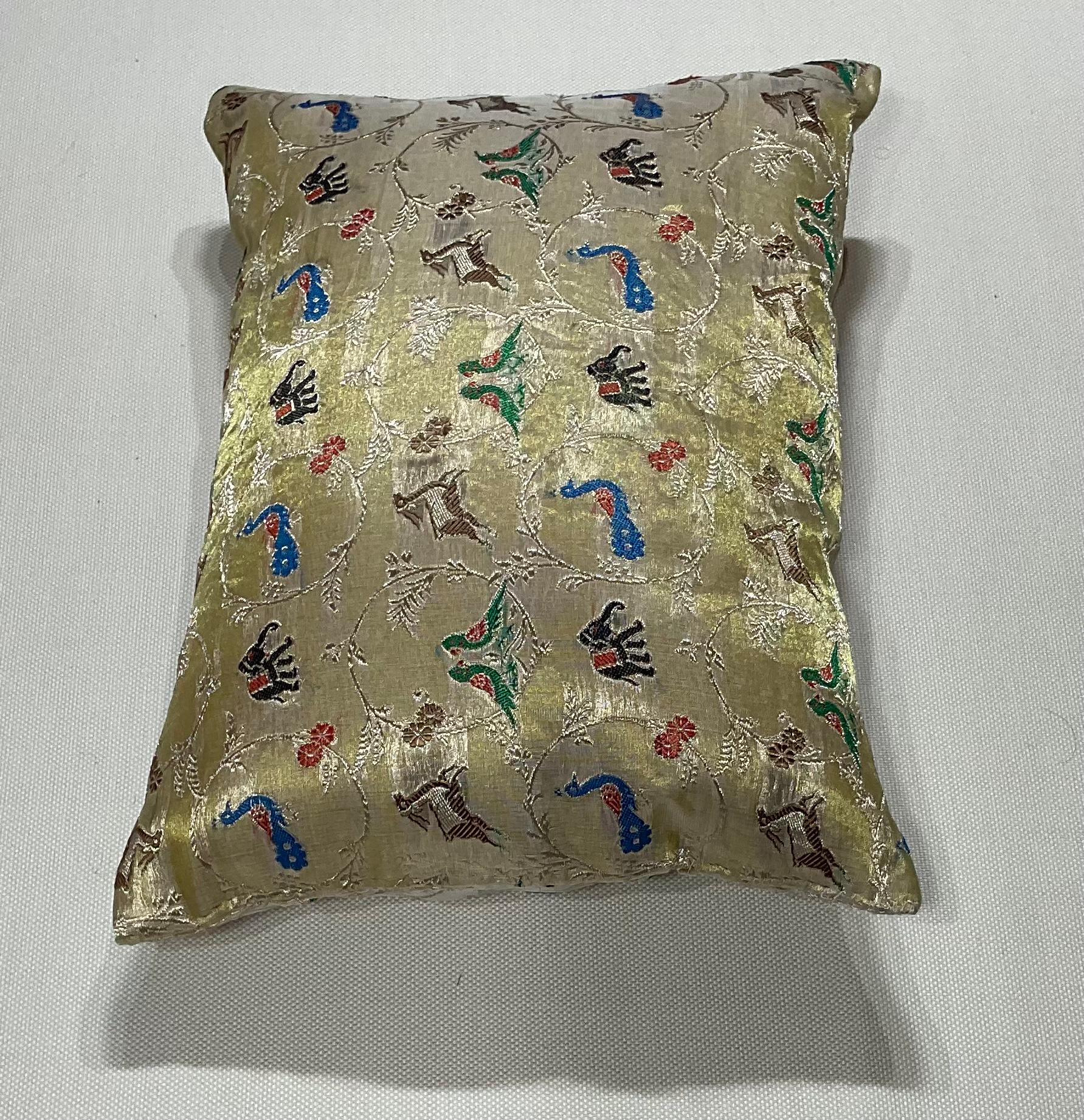 Single Two Sides Vintage Embroidery Textile Pillow In Good Condition For Sale In Delray Beach, FL