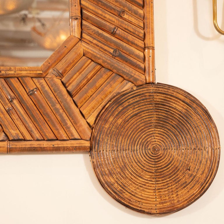 20th Century Unusual Mirror with Intricate Bamboo Surround For Sale