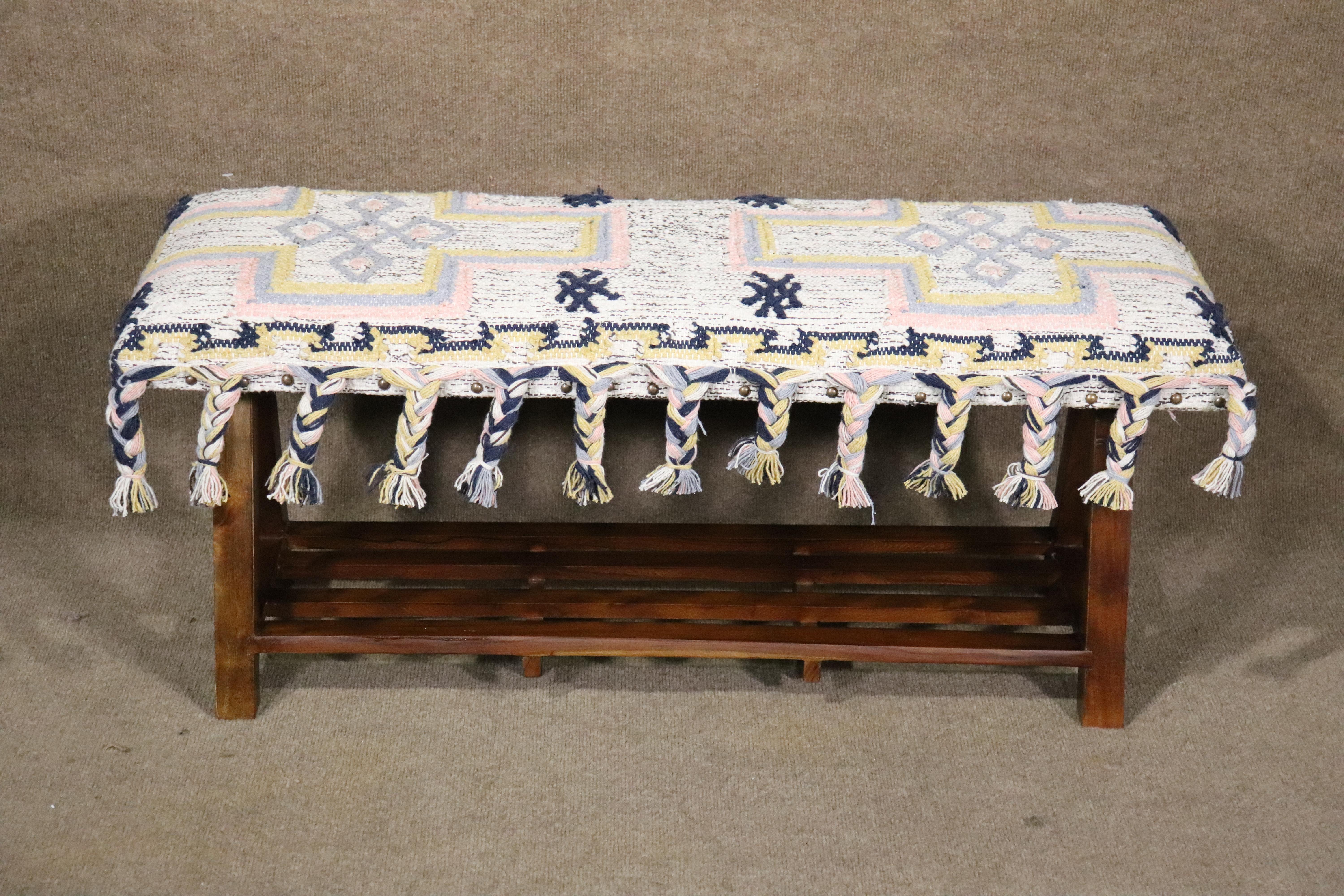 20th Century Single Upholstered Bench For Sale