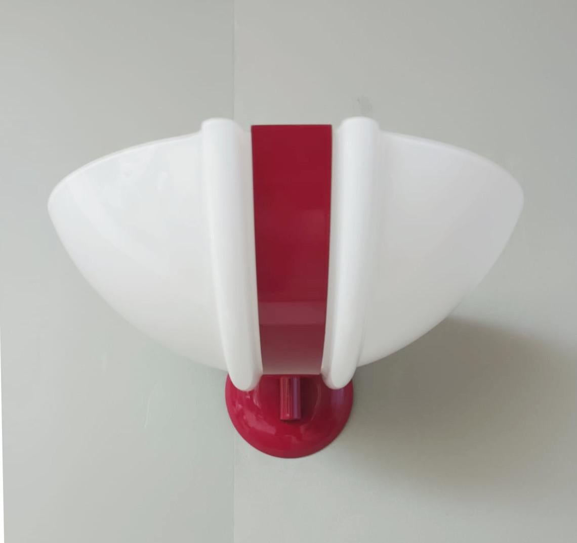 Italian Single Uplight Sconce with Red Stripe For Sale