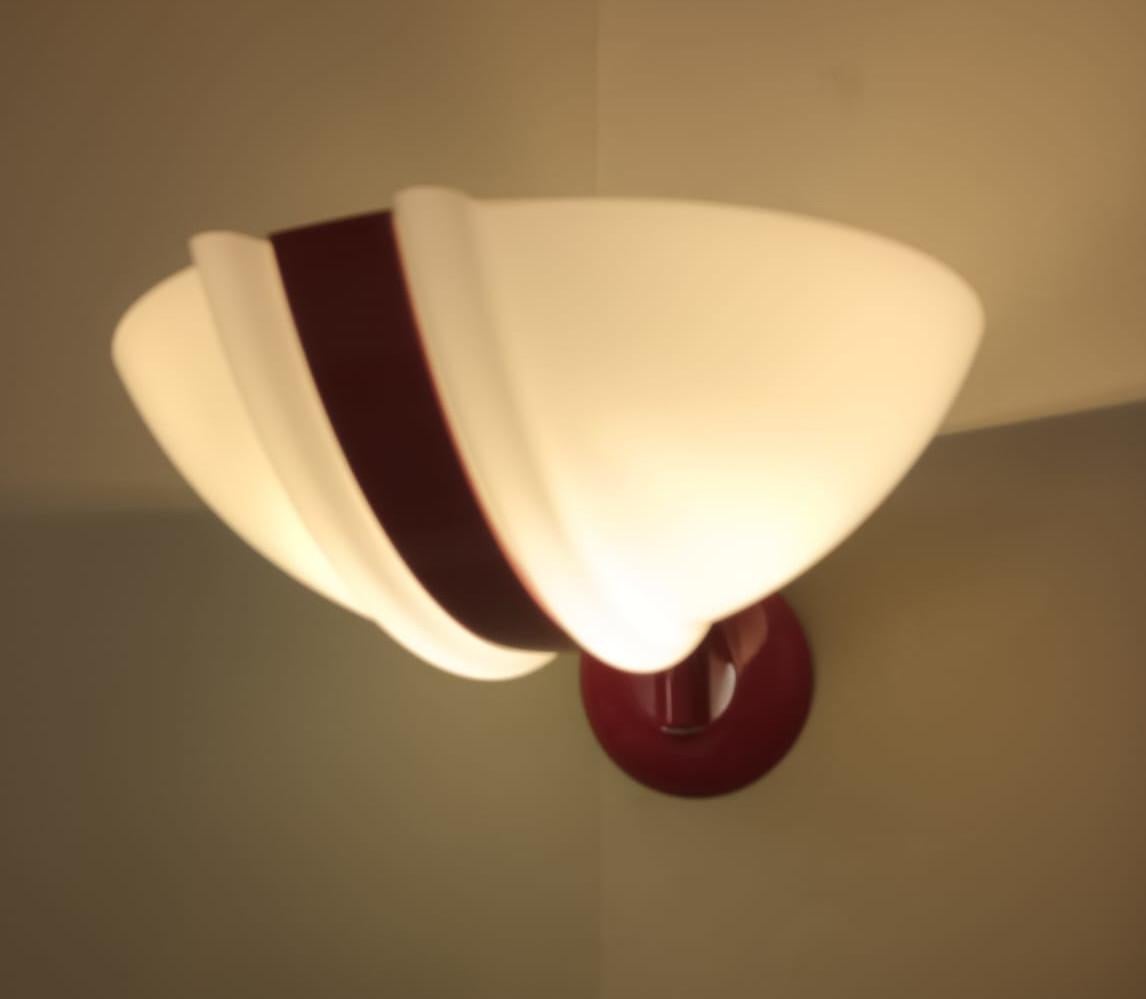 20th Century Single Uplight Sconce with Red Stripe For Sale