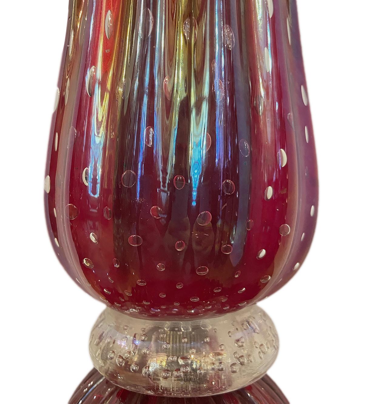 Mid-20th Century Single Venetian Glass Table Lamp For Sale