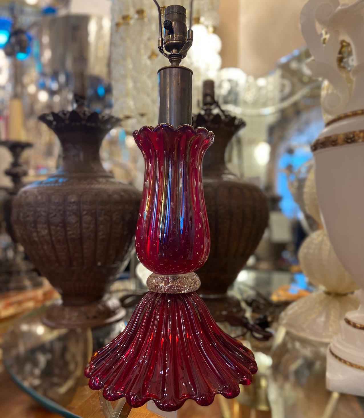 Murano Glass Single Venetian Glass Table Lamp For Sale