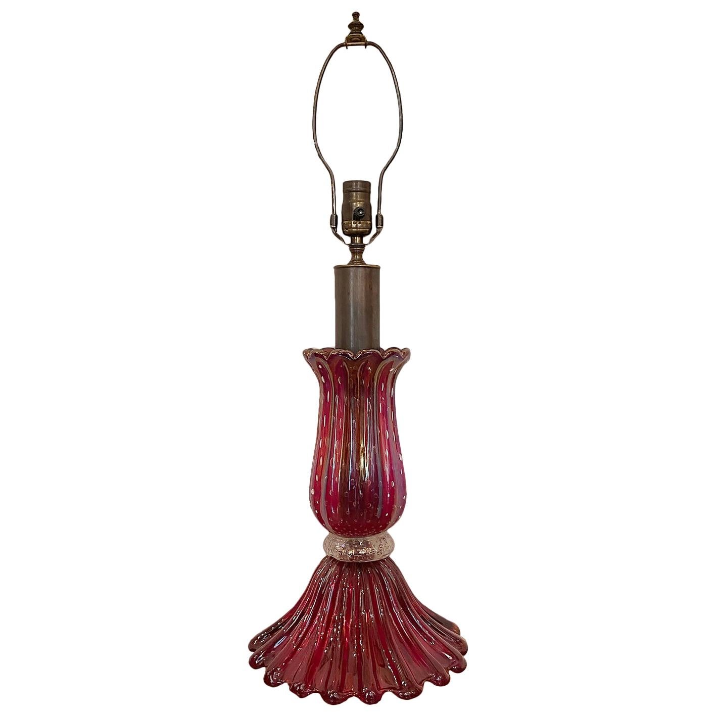 Single Venetian Glass Table Lamp For Sale
