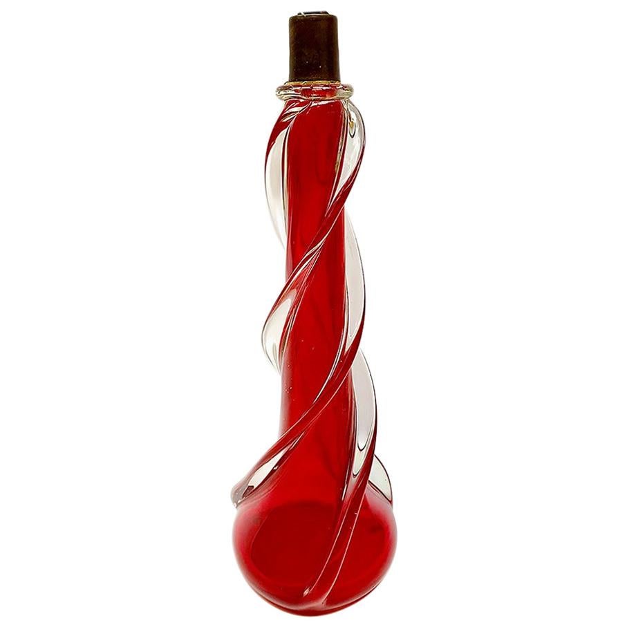 Single Venetian Red Glass Table Lamp For Sale